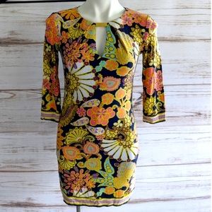 Trina Turk multicolor floral long sleeve dress 8